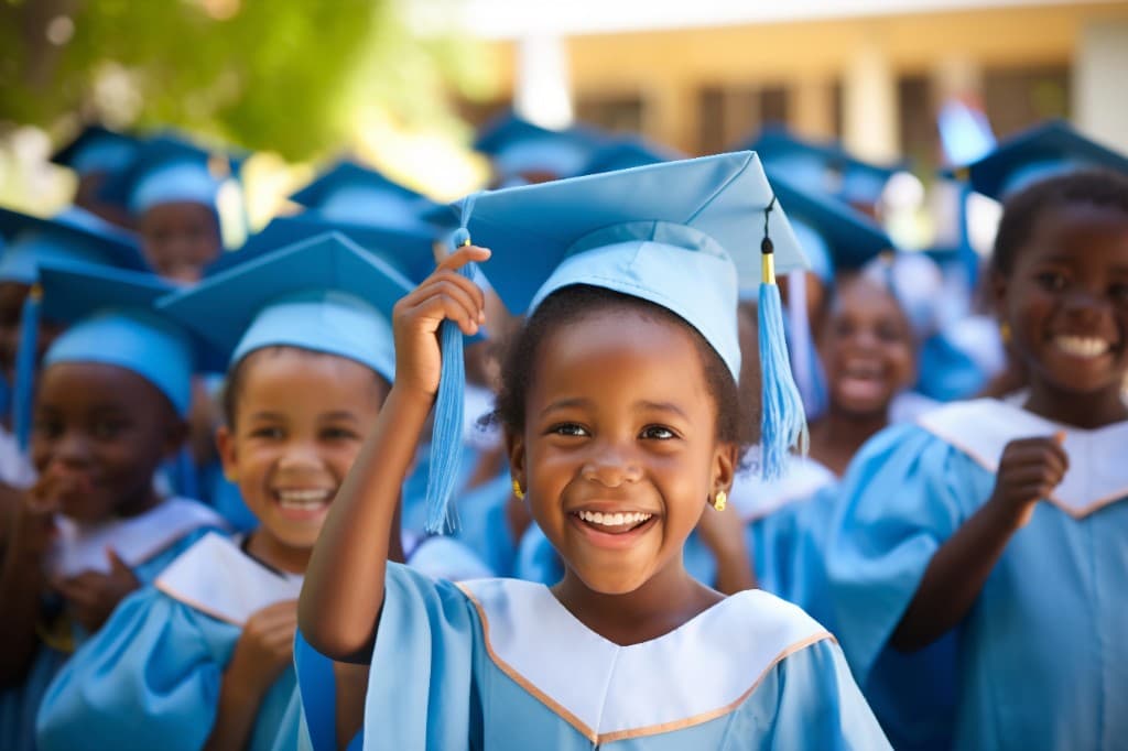 Enfants en tenue de diplomation